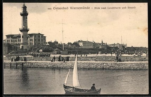 Postcard warnemünde view - of, warnemünde,