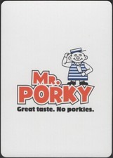 Playing Cards Single Card Old Wide * MR PORKY - PORK SCRATCHINGS Advertising Art