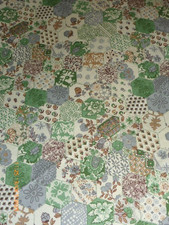 Vintage Faux Patchwork  Bedspread 73" wide x 90" long with 12" frill