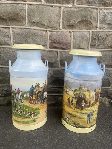 Pair decorative painted milk - pair,