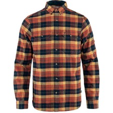 Fjallraven Singi Heavy Flannel Shirt Mens in Autumn Leaf/Dark Navy