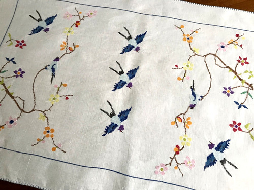 Vintage hand embroidered - hand, table