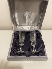 PAIR OF STUART ARGYLL CHAMPAGNE FLUTES BOXED