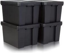 Black  45L Heavy Duty Storage Boxes with Lids Recycled Plastic Containers U.K.