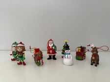 Winter Christmas Mini Figures Decorations Santa Rudolf Reindeer Elves sleigh 