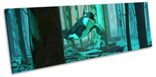Surreal Killer Whale Forest Picture PANORAMA CANVAS WALL ART Print Turquoise