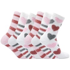 SnuggleToes 6 Pairs Ladies Cosy Bed Socks, Super Soft Fluffy Thick Winter Socks