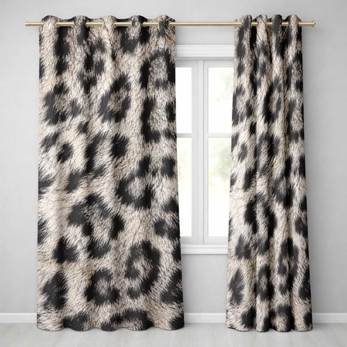 Snow leopard print curtains - leopard,