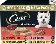 72 x 150g Cesar Classic Terrine Adult Wet Dog Food Trays Mixed Selection Mega Pa