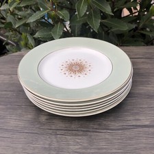 Set Of 6 W.H. Grindley Satin White Tudor Star  Dinner Plates 9’ Immaculate Cond.