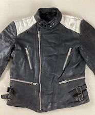 Vintage Distressed Leather Biker Jacket Cafe Racer Jacket Black EU Size 50 40”