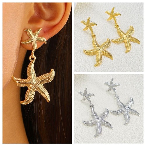 Starfish earrings gold - gold, tone