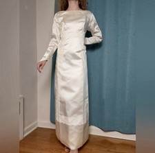 VINTAGE 1940s White Satin Wedding Dress - Size 12 - Rare