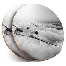 2 x Coasters bw - Private Jet