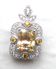 Tacori 1V Epiphany Simulated Canary Diamond  Pendant / Platinum-clad Silver-QVC.