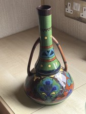 Intarsio Vase by Frederick Rhead For Foley Pottery Twin Handled Vase 