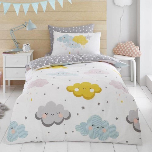 Smiley clouds single duvet - clouds,