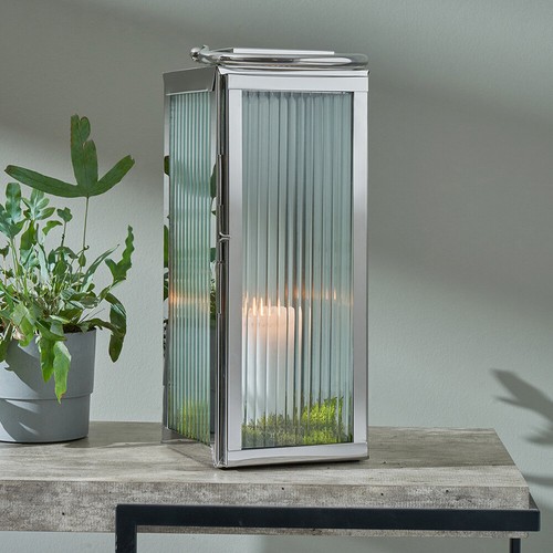 Silver ribbed glass - silver,
