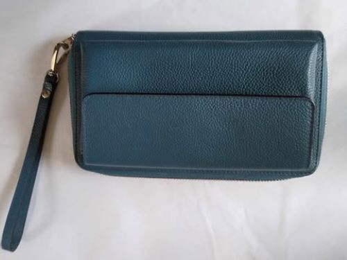 Large blue leather pia - large,