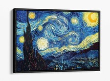 VAN GOGH STARRY NIGHT-DEEP FLOATER/FLOAT EFFECT FRAMED CANVAS WALL ART PRINT