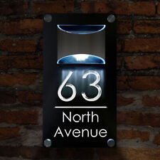 Personalised House Number Plaque with LED Solar Light Door Sign for Wall Outside