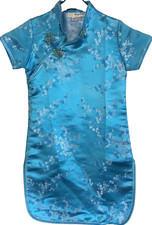 Girl"s Pure Silk Chinese Cheongsam Ch 26" Genuine Jeng Long Vintage Knot Button