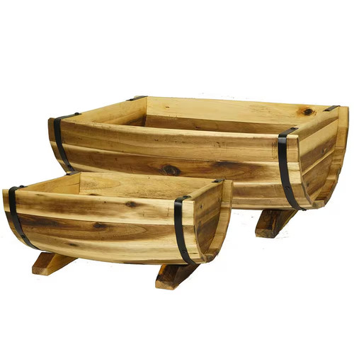 Acacia wood half barrel - wood,