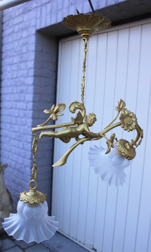 Vintage bronze putti - , angel