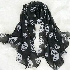 Black White Skulls Fashion Ladies Scarves Chiffon Scarf Womens Shawls