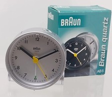 Vintage Braun Type 4748 AB5 Travel Alarm Clock Silver Lubs Rams 80s Dead Stock