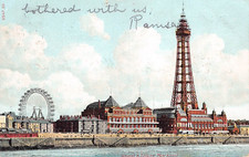 POSTCARD - LANCASHIRE - BLACKPOOL - WHEEL AND TOWER - POSTED 1906