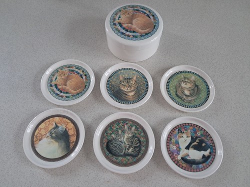 Vintage ivory cats coasters - ivory,