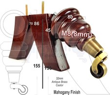 4 Wood Mahogany Antique Brass