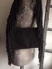 Faith Black Suede/Leather Fringed Bag