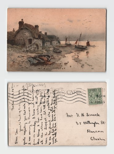 Postcard coastal village - postcard,