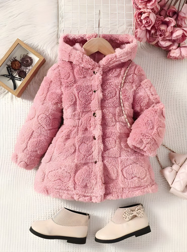 Girls teddy coat hooded - girls,