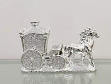 Horse With Round Wagon Buggy Gypsy Big Wheels Crushed Diamond Carriage Ornament