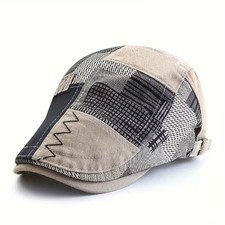 ‌Retro Patchwork Flat Cap