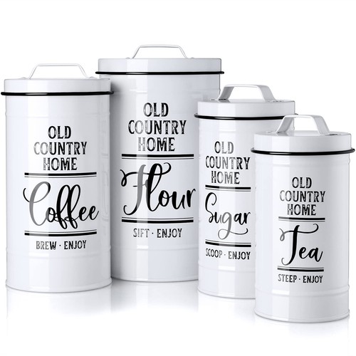 White kitchen canister - set, 4