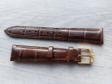 New 18mm Black/Brown Genuine Leather Watch Strap Golden Buckle For Omega