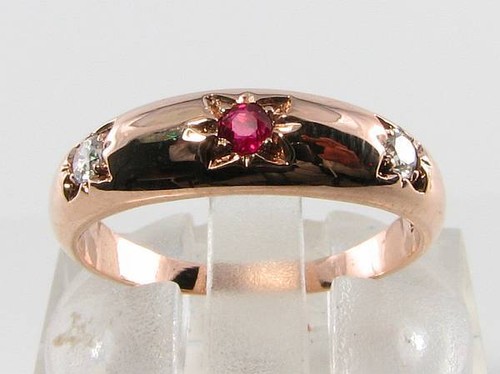 9ct rose gold ruby diamond - ruby,