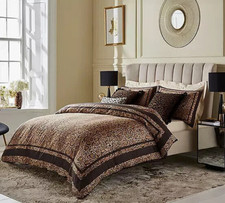 SINGLE Leopard Print 200TC Cotton Quilt Duvet Cover Set Julien Macdonald RRP £39