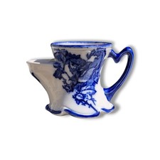 Ironstone Staffordshire England Shaving Mug Flow Blue 