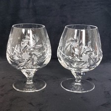 Cut Crystal Brandy Glass x2