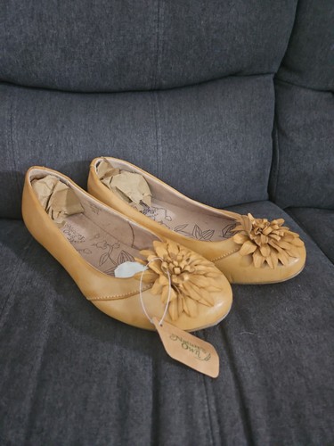 Mustard yellow leather ballet - leather,