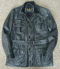 SUPERB BARBOUR INTERNATIONAL LEATHER " BIKER STYLE " JACKET - M - VGC COST £600