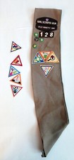 Old Ninety Six Girl Scouts Brownie Vintage Sash Pins Patches Merit Badges EXTRAS