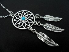  A LOVELY TIBETAN SILVER  DREAMCATCHER NECKLACE ON 30" CHAIN. NEW.