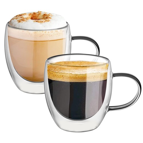 Double walled glass coffee mug - walled,