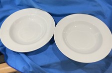 2 X  Large White Heavy Rimmed Italian Pasta Bowls By Tognana
